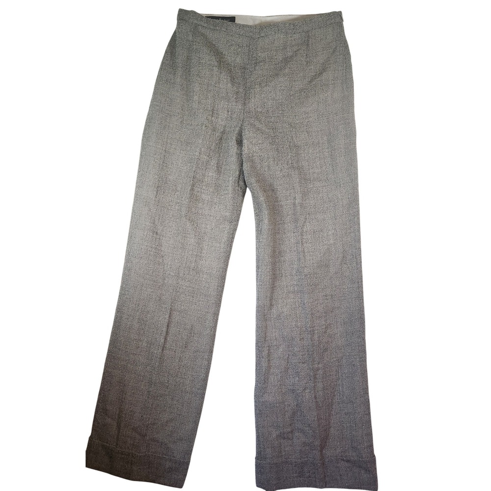 Lida Baday Grey Wool Silk Lined Wide Leg Trousers Size 10 Made in Canada